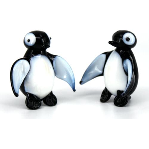 2PCSt Cute Artificial Glass Penguin Desktop Decor Home Miniatures DIY Crafts Decorations