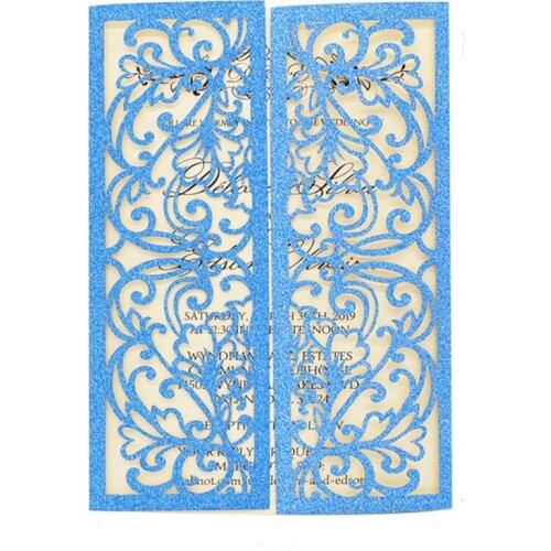 2019 invitation card wedding lace glitter wedding card gate fold laser cut wedding invitation card