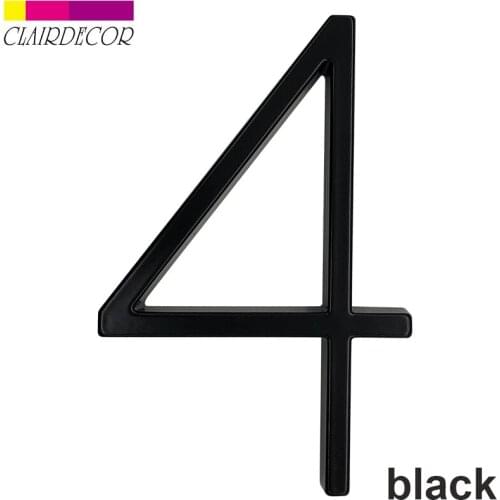 5 in Floating House Number #4 Letter A B C Name Plate Door Alphabet Letters Dash Slash Sign 5 Inch.Zinc Alloy Black