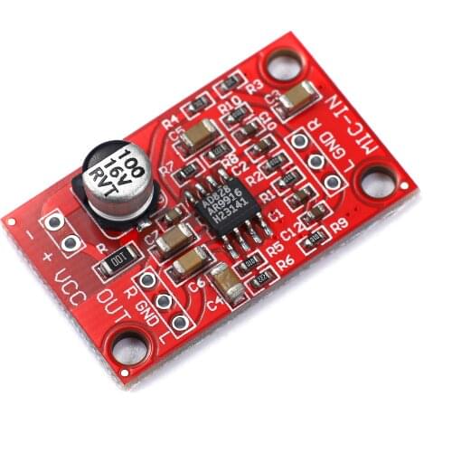 2019 hot 1PC AD828 Stereo Dynamic Microphone Preamplifier Board MIC Preamp Module DC 3.8V-15V