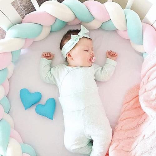 Baby Bed Bumper Sides in the Crib Handmade Braid Crib Bumper Braid Knot Newborn Baby Room Decor Bed Barrier 1M/2M/3M