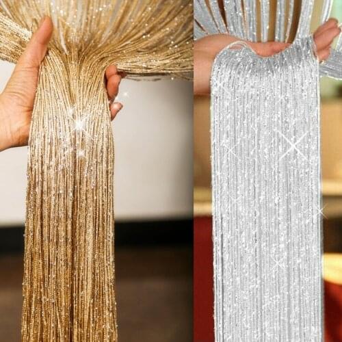 Glitter String Door Curtain Room Dividers Beaded Fly Screen Fringe Window Panel Doorway Home Living Room Wedding Decor