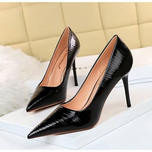 34-43 Plus Size Wedding Solid Ladies Pumps Thin Heels Pointed Toe 9.5cm High Heels Female Party Spring/Autumn Office Women Shoes