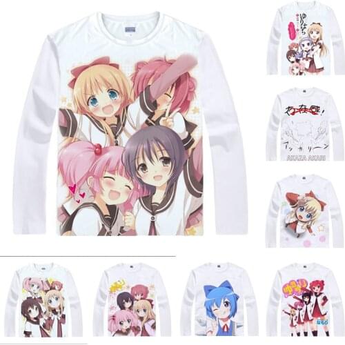 Coolprint Anime Shirt YuruYuri Easygoing Yuri T-Shirts Multi-style Long Sleeve Akari Akaza Yui Funami Cosplay Kawaii Shirts