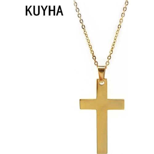 3 Sizes Cross Pendant Necklace Collares Stainless Steel Long Necklace For Men/Women Couple Lovers Jewelry Accessories
