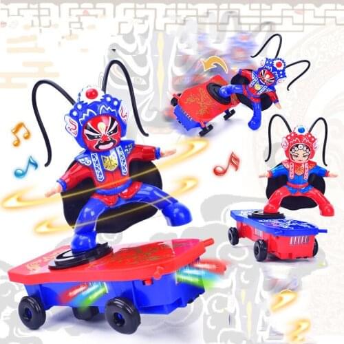 Opera Facial Makeup Electric Stunt Scooter Light Music Flip Up Skateboard Stunt Car Toy Gifts for Boys Girls