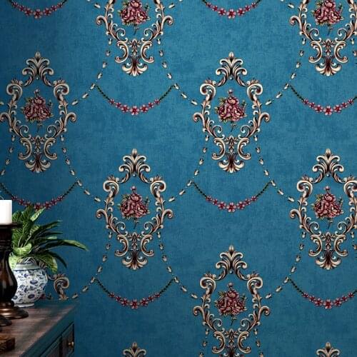 European Style Pastoral Non Woven Florals Wallpaper Green Blue Color for Living Room Bedroom Background Wall Paper Home Decor