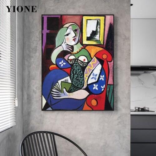 Genius Painter Picasso Oil Painting Custom Woman Holding Book Art Canvas Prints Wall Picture Poster Living Room Bedroom Decor