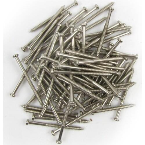 FLEOR 100pcs Chrome Guitar Pickup Mounting Screws Mushroom Head Screws 2.6x37mm Guitar Accessories