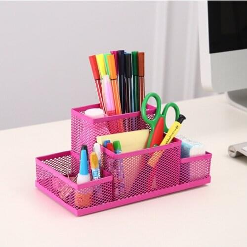 Office Supplies Stationery Pencil Pen Holder Mesh Table Desk Organizer Storage Case pen stand