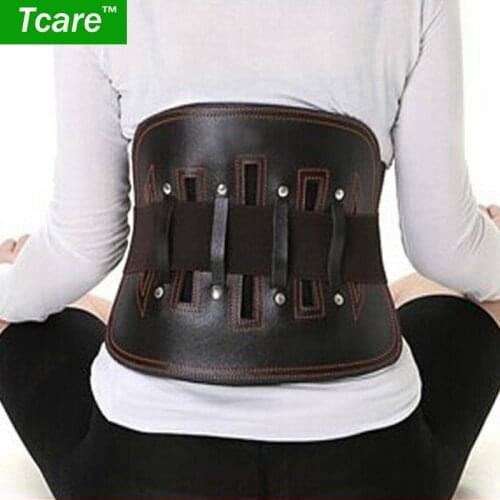 Tcare 1 Piece Leather Waist Belt Protect Lumbar Lower Back Support Brace Backache for Elderly Sedentary Pain Relief Health Care