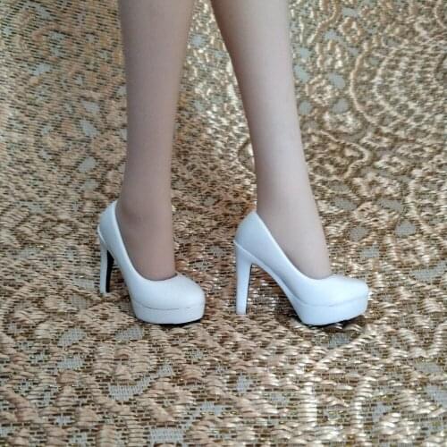 Mnotht Red/White 1/6 Scale High-heeled Shoes Female Soldier Hollow Sexy Shoes for 12in Phicen Tbleague JIAOUL Doll Toy