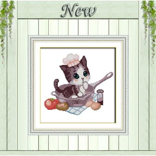 Kitty cat fruits cartoon diy painting counted print on canvas DMC 11CT 14CT kits chinese Cross Stitch embroidery needlework Sets