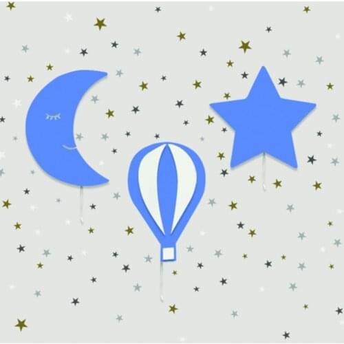 Set of 3- Star Balloon Moon Lamp Set Baby Bedside Night Light Nursery Wall Decor Montessori Furniture Colored Wall Light