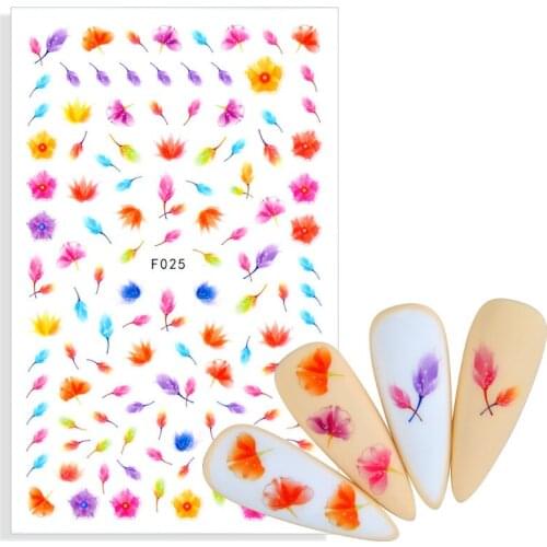 Flower Series Nail Adhesive Decal Stickers Sakura Daisy Lavender Floral Pattern Transfer Sticker Nail Art Decoration
