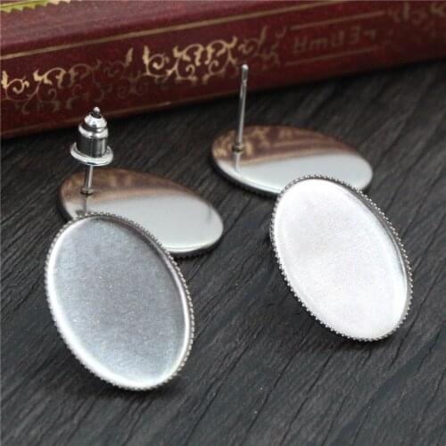 No Fade ) 13x18mm 18x25mm 20pcs/Lot 316 Stainless Steel Oval Earring Studs,Earrings Blank/Base,Fit Oval Glass Cabochons