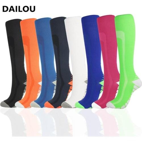 Running Compression Socks Men Funny Splicing Colorful Unisex Outdoor Running Cycling Long Pressure Stockings Pink Women Socks