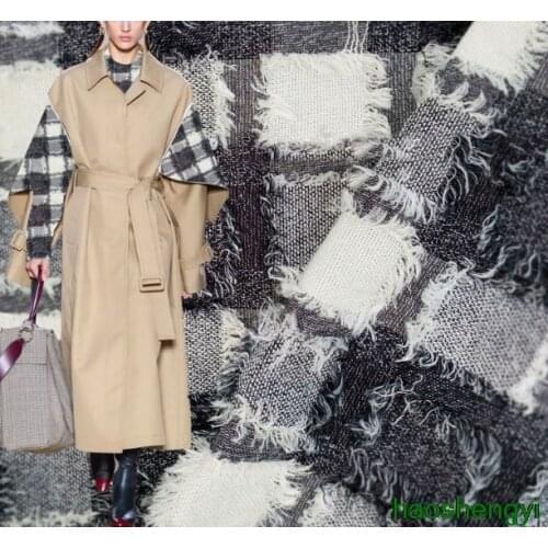 New fashion casual classic black and white gray frosted lattice texture creative fashion fabric / half a meter price