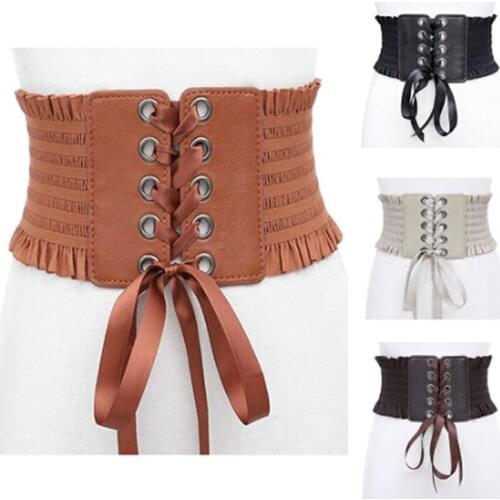 New Women Ladies Fashion Stretch Belt Tassels Elastic Buckle Wide Dress Corset Waistband 2021 5 Colors