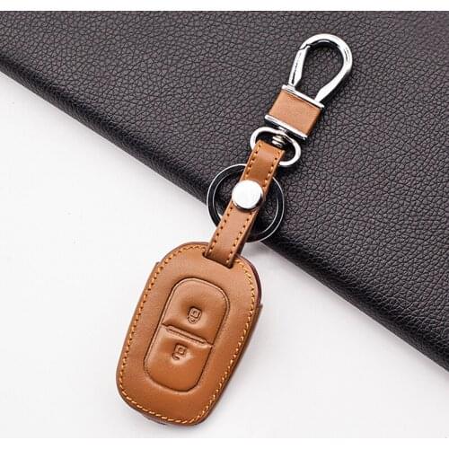 New Leather car key holder for Renault kwid traffic symbol for dacia sandero logan duster 2016 2017 2018 2 button remote control