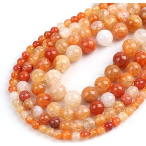 Wholesale Natural Explosive Agates Beads Round Loose Stone Beads For Making Jewelry DIY Bracelet Charms 15'' 6/8/10mm