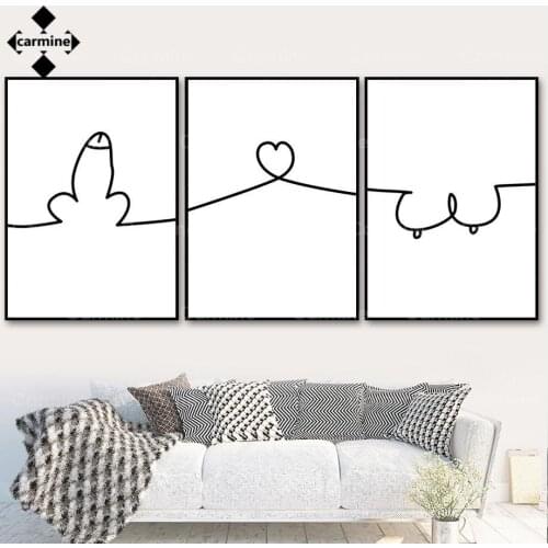 Nude Breast Line Canvas Picture Abstract Heart Nordic Posters and Prints Black and White Wall Art Canvas Painting for Room Decor
