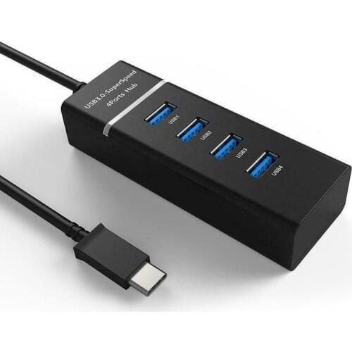 Portable Type-C to Super Speed 4 Ports USB 3.0 HUB Adapter Multiport Converter
