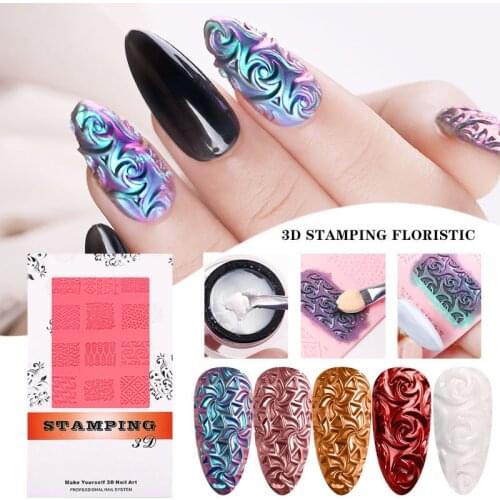 Embossed nail powder nail accessories ail art silicone printing template plastic template 3D relief Nail Polish Painting Gels
