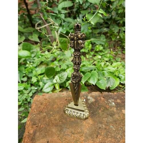 Coppering Buddhist With Base Do The Old About 17CM Tibetan Buddha Tantric Vajra Pestle Tantra Vajrakilaya Phurpa Alloy