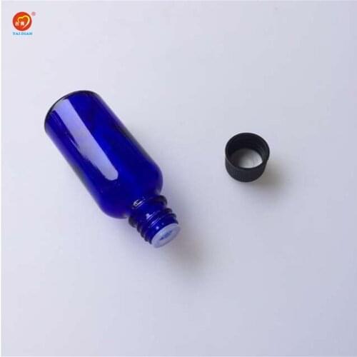Wholesale 30ml Glass Liquid Medicine Jars with Black Cap Sealing up Packing Liquid Bottles Essential Oil Jars 24pcs/lot