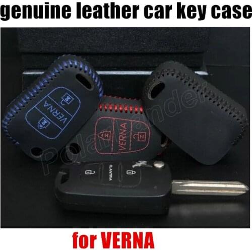 Only Red car key case car key cover Hand sewing genuine quality leather car accessory fit for HYUDNAI VERNA new arrival