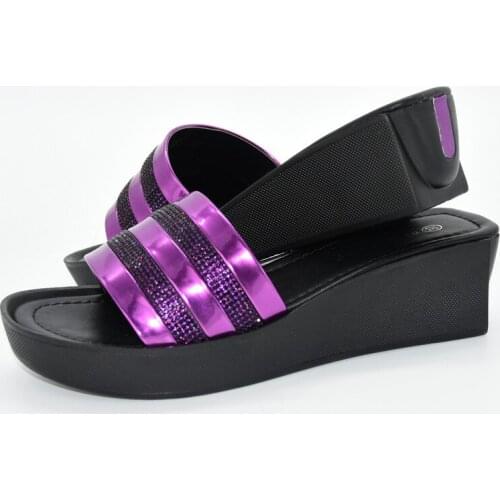 Fashion Purple Pumps African Womens Slip-on Shoes 222-7 Heel Height 5.5CM