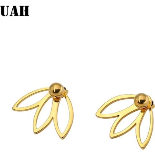 UAH 2018 New Fashion Stud Earring Romantic lotus Earrings Gold and Silver Earring Womens Fashion oorbellen Jewelry Accessories