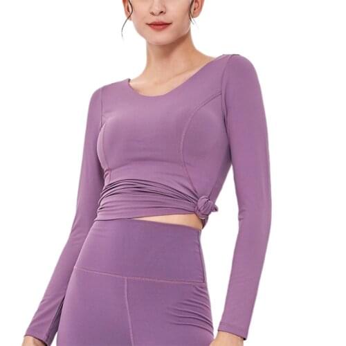 New type hollow-out beauty back shockproof collection high elasticity fitness long sleeve yoga top with chest pad Yoga tops
