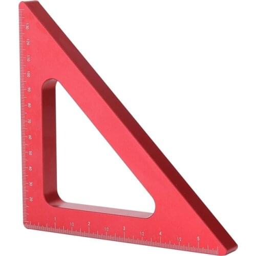 45 Degree Aluminum Alloy Angle Ruler Inch Metric Triangle Ruler Carpenters Workshop Woodworking Square Measuring Tools