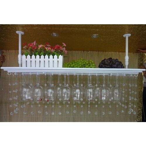 Top-rated crystal beads iron wine rack wine glass rack wall hanging cup holder wine rack 60cm(L) 35cm(W)