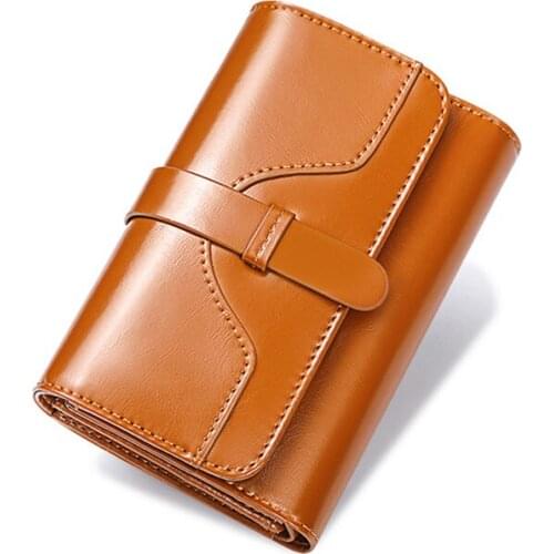 Ladies Genuine Leather Wallet Women Fashion Wallets Luxury Brand Coin Purse Female Clutch Bag 3 Fold Cowhide Wallet