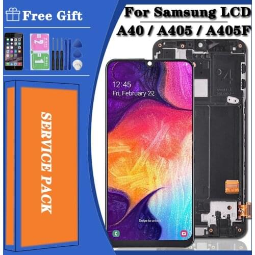 100% test For Samsung A40 LCD 2019 A405 LCD display touch Screen Digitizer Assembly with frame replacement repair parts