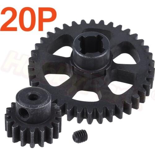 20 Pieces Steel Metal Diff Main Gear 38T / Motor Pinion Gear 17T for WLtoys 1/18 RC Car A959 A949 A969 A979 K929 Spare Parts