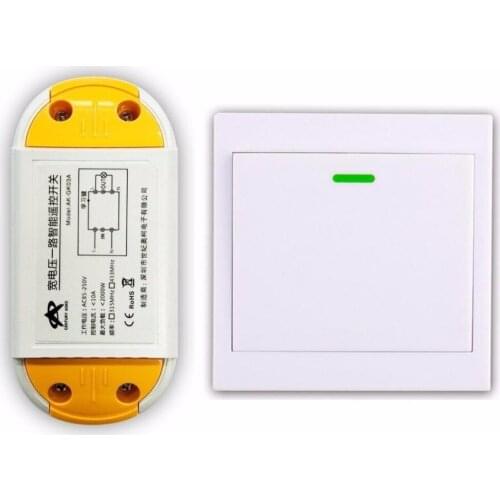 AC 110V 220V 1CH Wireless Remote Control Switch System Receiver + Wall Panel Remote Transmitter Sticky Remote Smart Home Switch