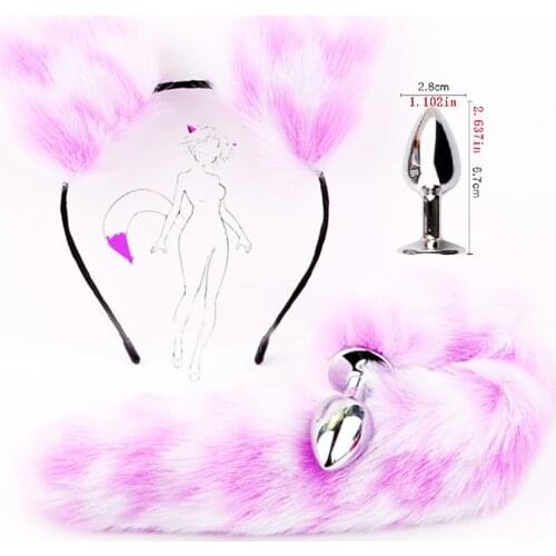 Butt Plug Fox Tail Anal Sex Toys Two Colors For Women Adult Sex Toys For Couples Fox Tail Bow Metal Cute Soft Cat Ears Headbands