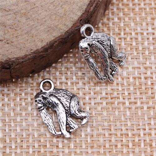 Free shipping 38pcs 14x10mm antique silver orangutan charms diy retro jewelry fit Earring keychain hair card pendant accessories