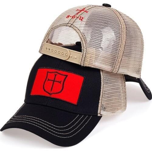 New Fashion Men Women baseball cap Templar Knight Shield embroidery mesh caps Cotton Adjustable snapback hat sun hats gorras