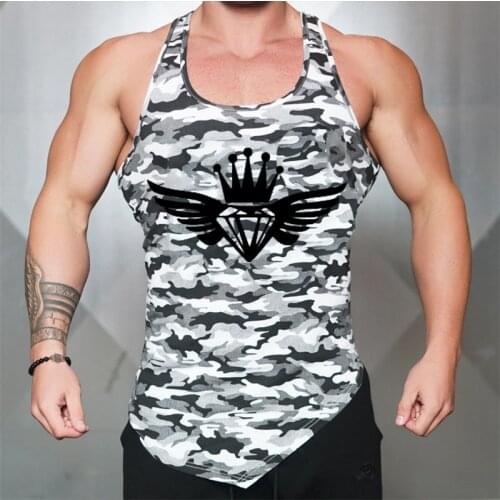 Brand fitness clothes mens new summer camouflage sleeveless running sports leisure vest mens loose cotton sweatshirt