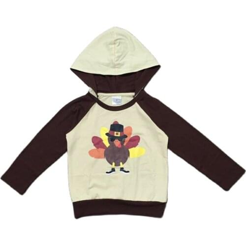 Girlymax Thanksgiving Baby Boys Long Grey Hoodie Little Turkey Football Top Boutique Romper Kids Clothing Brother Family Look
