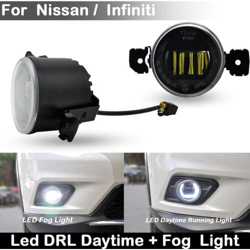 For Nissan Sentra Altima Rogue Maxima Versa Pathfinder X-Trail Infiniti M35/M45 G37 JX35 QX60 LED DRL Daytime Light + Fog Lamp