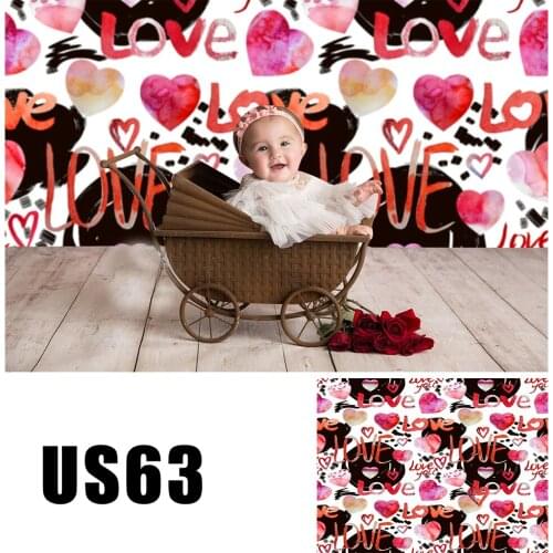 HUAYI Photography Backdrop Valentines Day Love Painted Hearts Photobooth Background Newborns Baby Child Studio Backdrops US-63