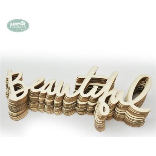 Happymems Wood Letters 24pcs/lot Beauty Life DIY Crafts Natural Wood Craft Vintage Veneer Scrapbooking Simple Home Decorations
