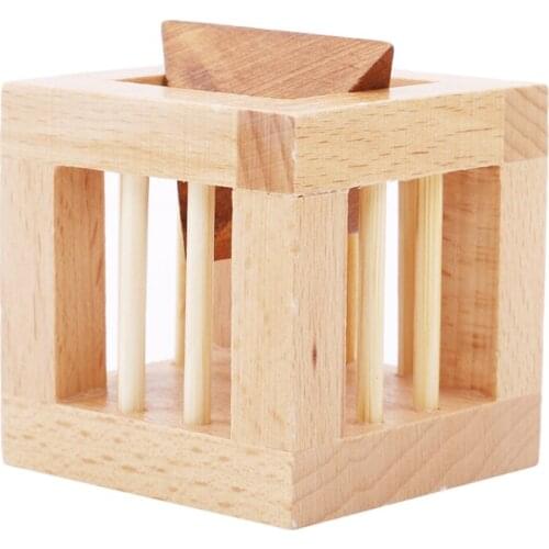 Wooden Lock Toys Genius Toy Can You Take Triangle out? IQ Brain Teaser Beech Wood Lock Puzzles Educational Toys For Children Adu