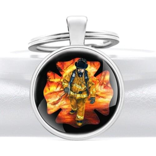 Classic Fashion Forest Fire Rescue Key Chains Unique Firemen Key Rings Jewelry Gifts